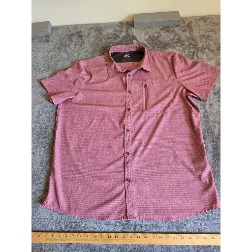 ZeroXposur Button Down Shirt Mens XXL Cabernet Red Good Travel Series Stretch